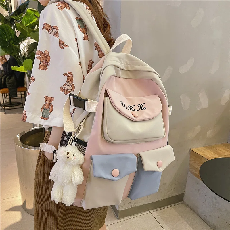 

2021 Female Backpack Bag Multi-pocket Girls Teenager College Schoolbag Japanese Fashion Bagpack Women Travel Bag Daybag Mochila