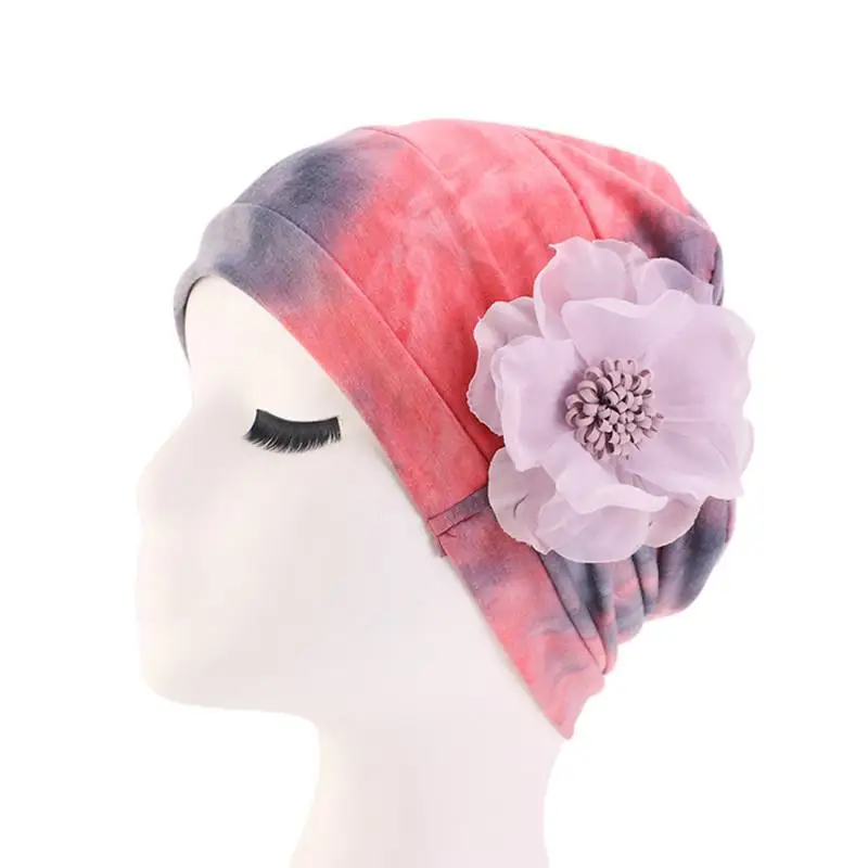 Мусульманские женщины тюрбан с цветком Рак Кепка chemo выпадение волос крышка
