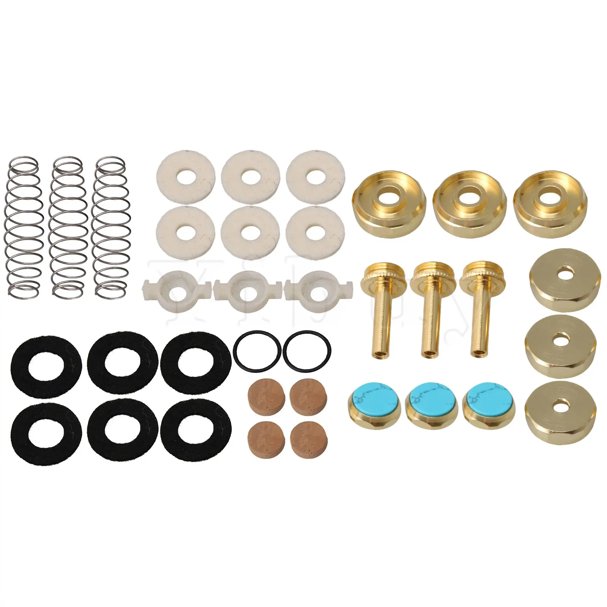 

Yibuy Trumpet Valve Cork Pad Piston Spring Felt Washers and Finger Buttons Kit