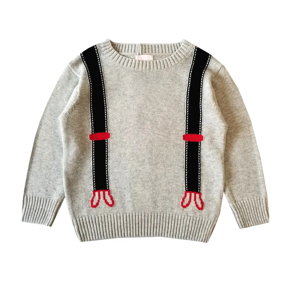

Детский свитер от 12 мес. до 5 лет, хлопковый свитер с ремешками с круглым вырезом, весенне-Осенняя детская одежда для мальчиков и девочек