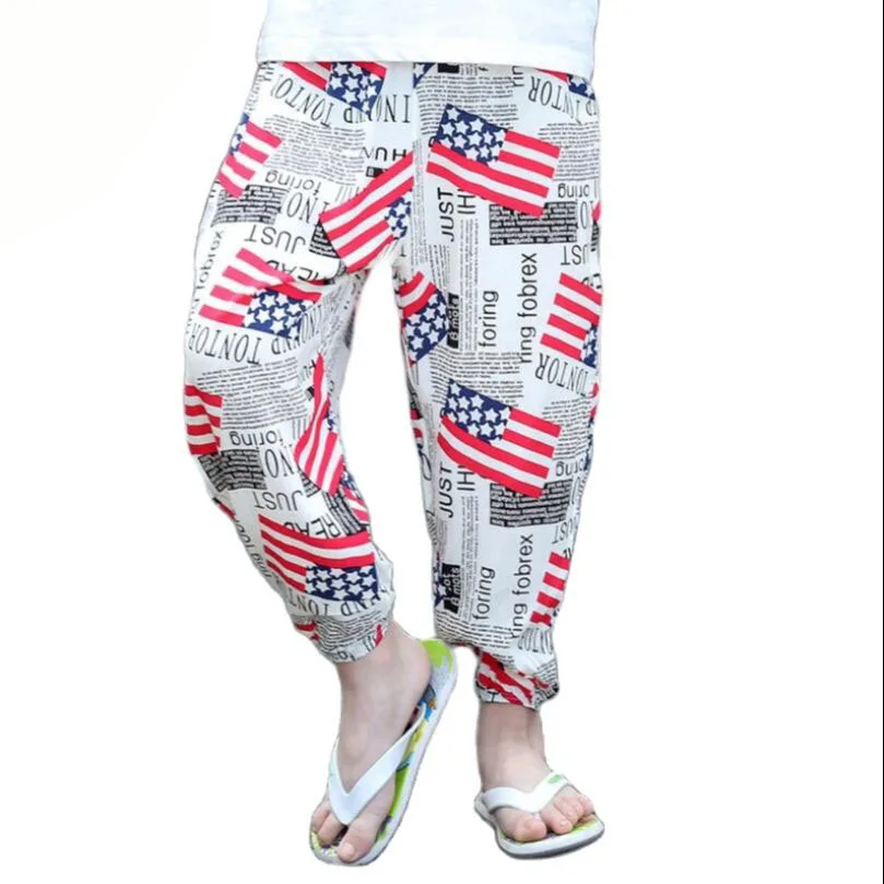 Летние свободные брюки для маленьких мальчиков и девочек тонкие длиной до