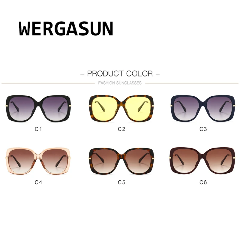 

WERGASUN 2020 New Fashion Vintage Modern Sunglasses Women Brand Designer Oversized Square Driving Sun Glasses