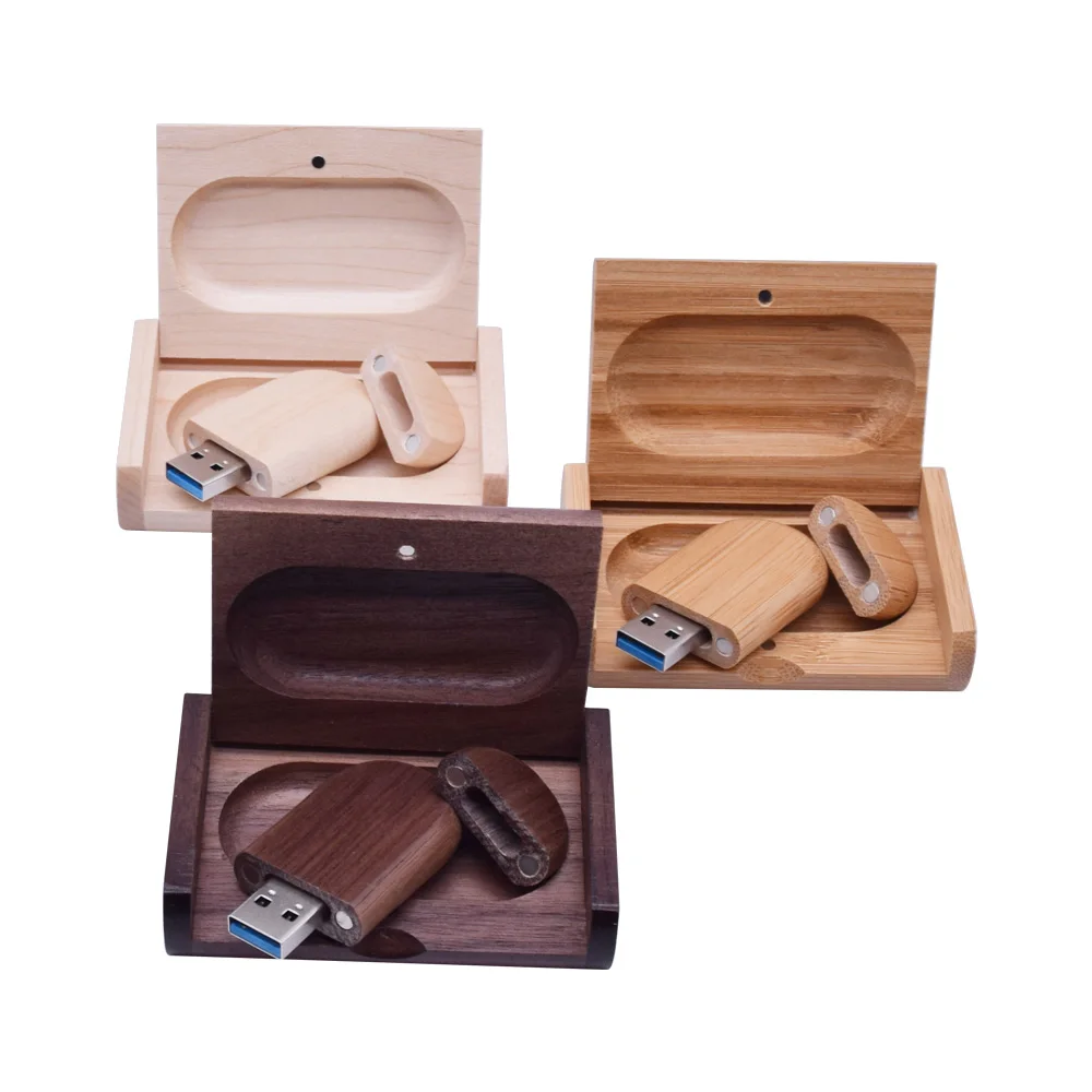 

(over 10pcs Free Logo) Oval + Box Wooden Custom Logo Usb Flash Pen Drive Memory Stick Pendrive 8g 32g 64g High Speed Flash Disk