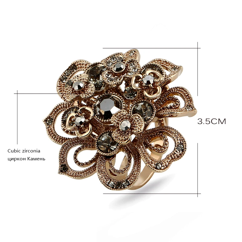 K's гаджеты Кристалл Стразы большие кольца с цветами для женщин антикварные