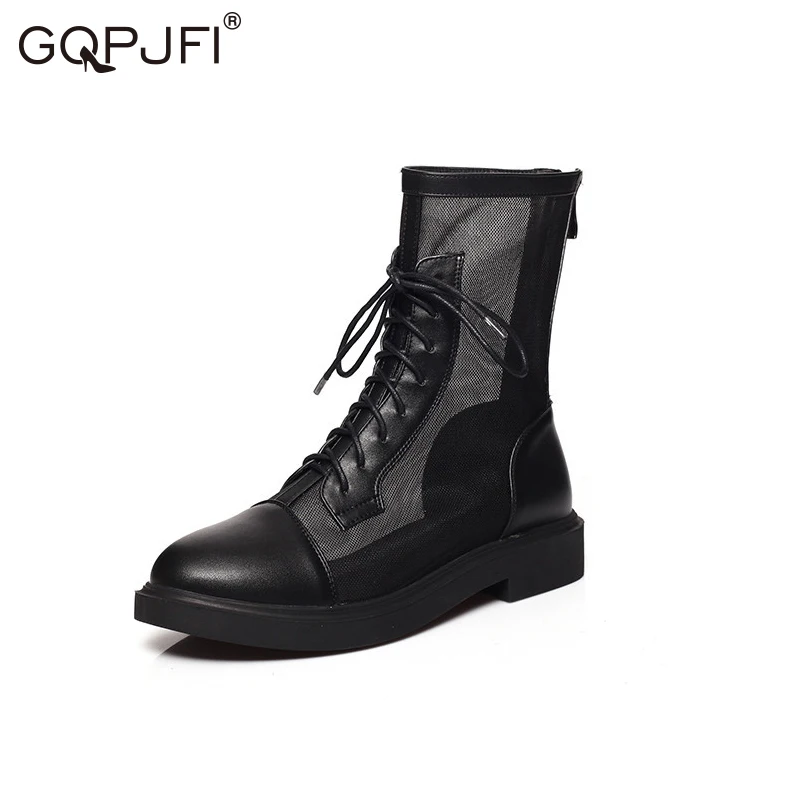 

Black Mesh Boots Women New Punk Gothic Shoes Ankle Boots Platform Shoes Female Hollow Martin Boots Summer Breathable Short Boots