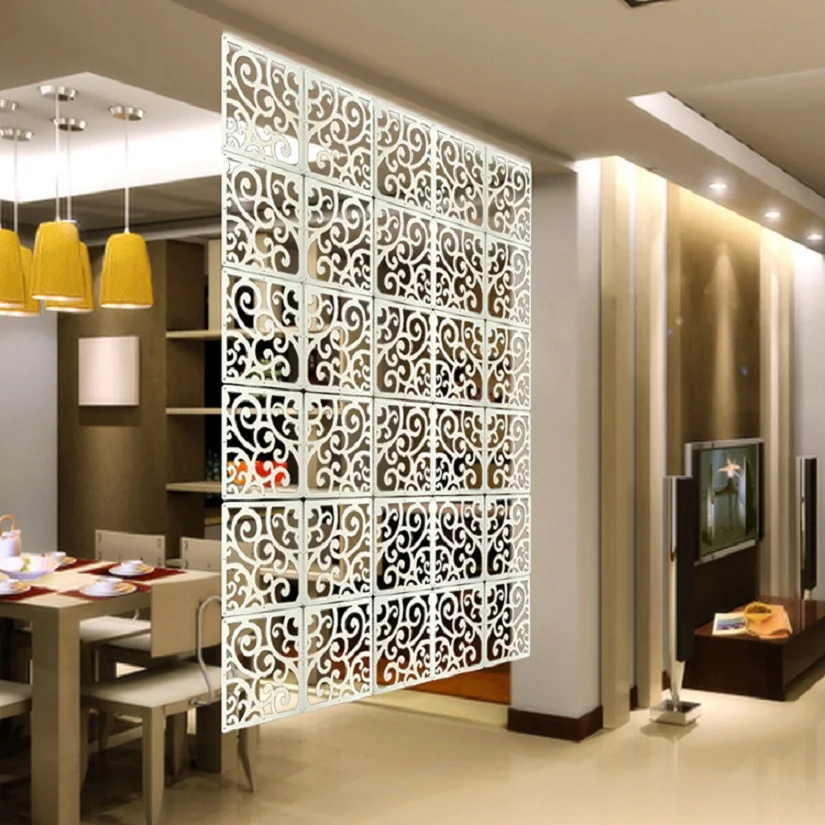 Современный простой подвесной складной экран для гостиной полый белый