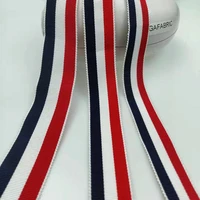korea clothing decorative striped matt polyester hat strap red white blue webbing wavy edge ribbon 11 522 53 8 cm width