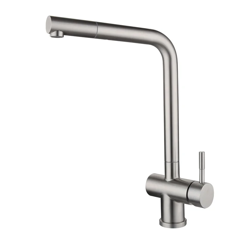 Смесители для кухни Серебряный выдвижной кухонный кран с одной ручкой