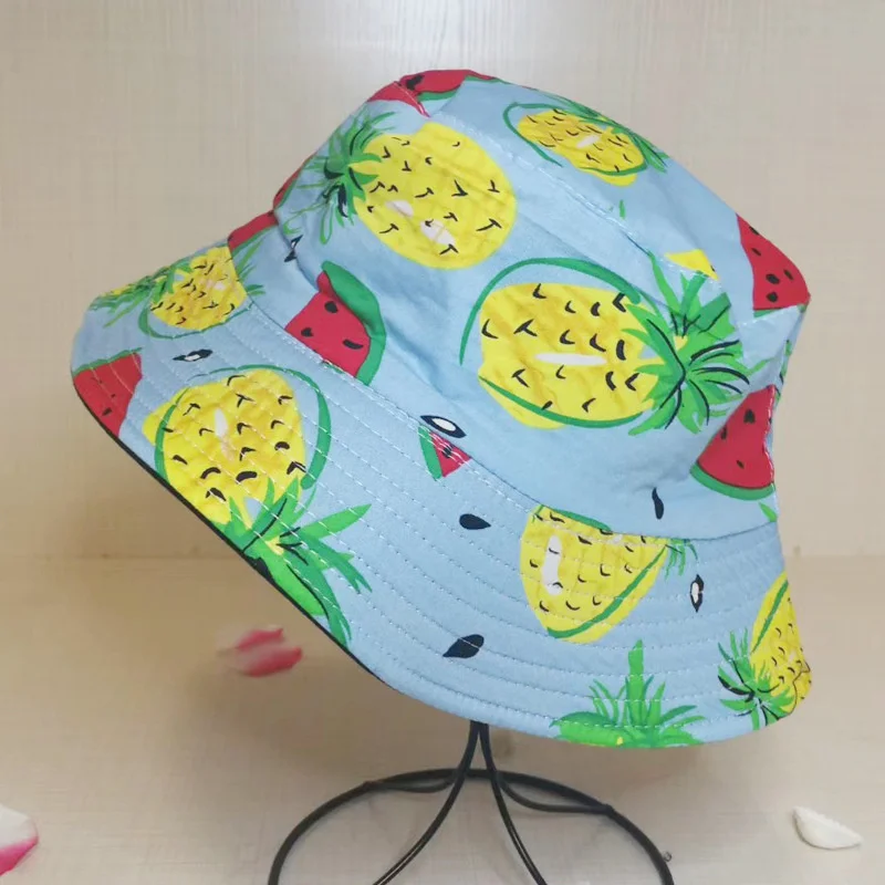 

Banana Bucket Hat for Women Fresh Fruits Hats Pineapple Watermelon Cotton Bucket Cap Gorros Beach Travel Caps 2021