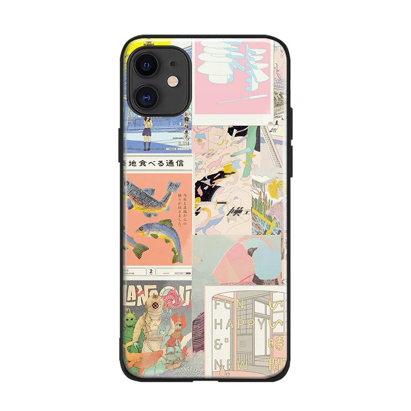 ЯПОНСКИЕ ВИНТАЖНЫЕ коллажи Ukiyo e мягкий силиконовый стеклянный чехол для