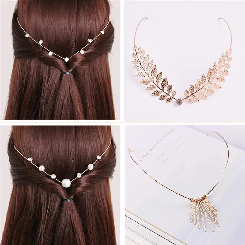 Модные повязки на голову из сплава с кристаллами головные уборы жемчужными