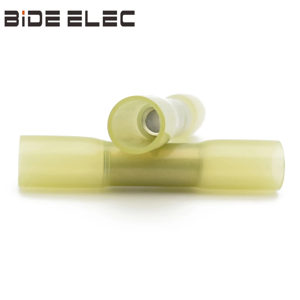 100 шт. желтые термоусадочные изолированные стыковые соединители