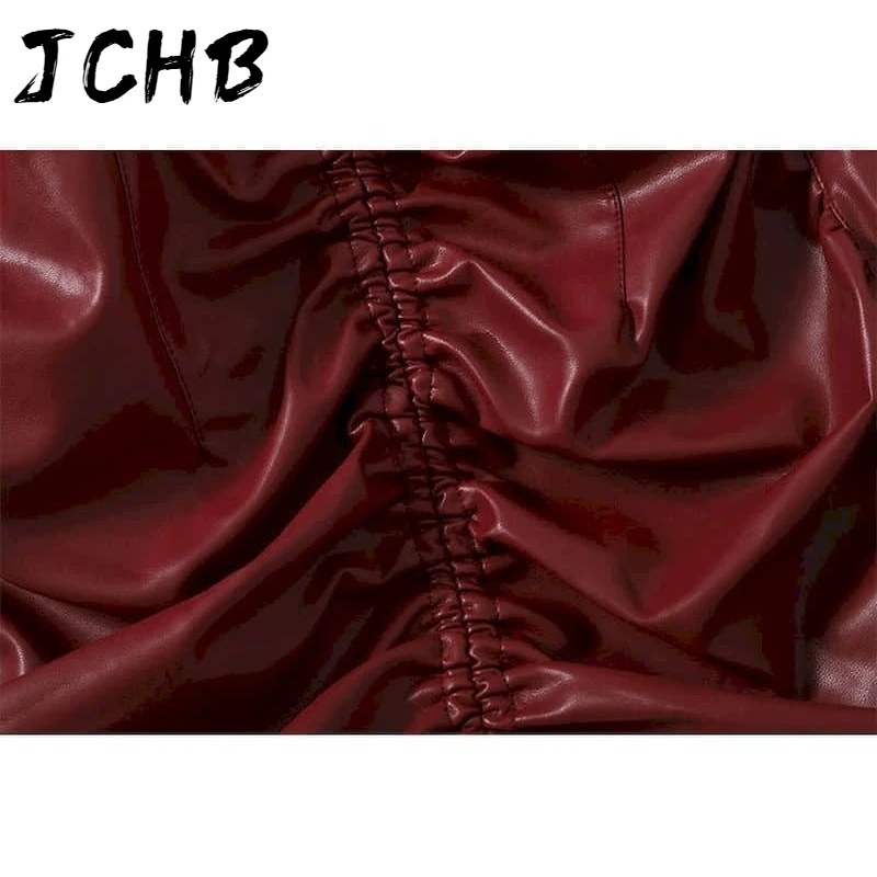 

2021 Autumn Pleated Mini Skirt Women Skirts Temperament Age-reducing Fashion Pu Leather Thin Solid Color Korean Folds High Waist
