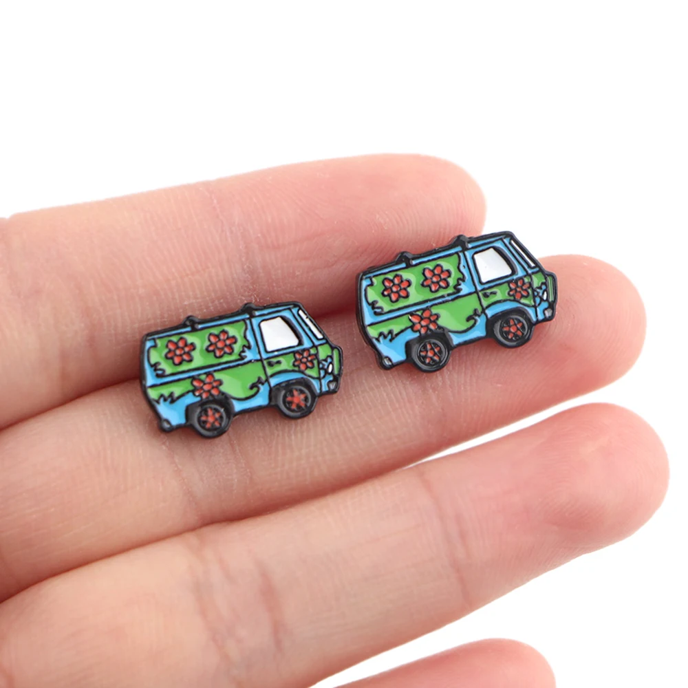 

DZ1197 New Funny Food Truck Cute Anime Stainless Steel Pierce Ear Stud Earrings For Womens Enamel Jewelry Earrings Kids Girls