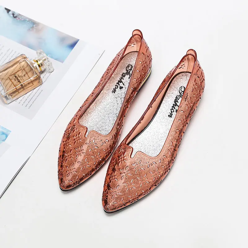 Zapatillas Mujer 2021 Women's Flat Shoes Ballet Shoes Breathable Slip on Pointed Toe Shoes Gold Color Women's Soft Bottom Shoes