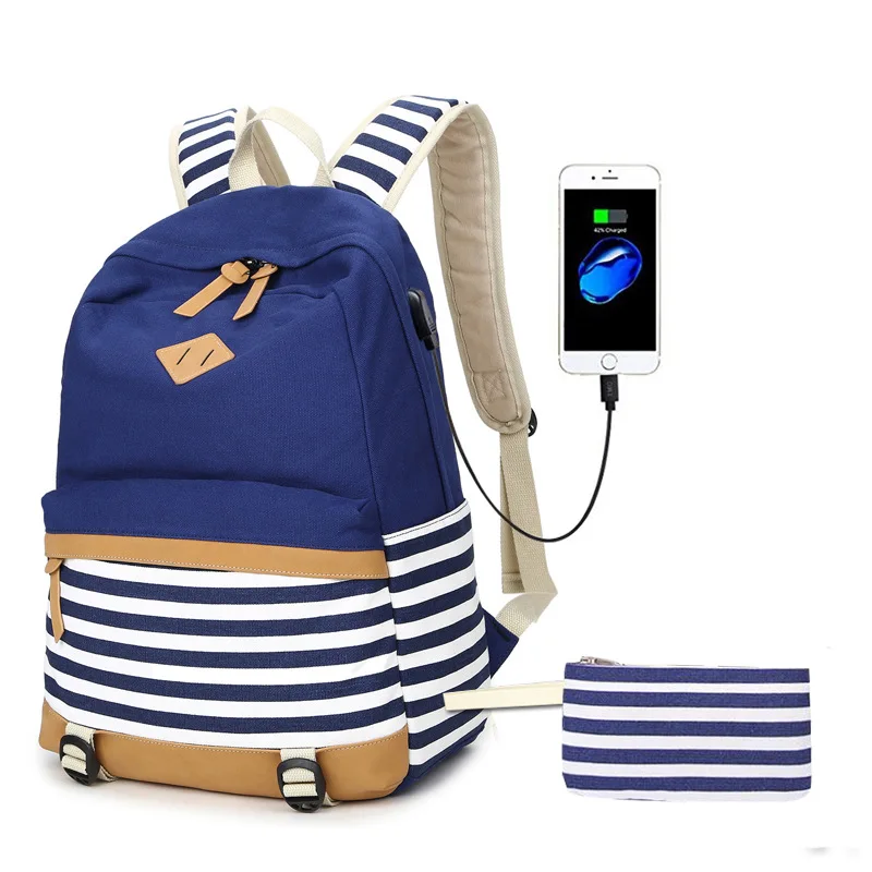 

Холщовый Рюкзак для женщин, уличная сумка для альпинизма, дорожный удобный школьный ранец в полоску контрастных цветов для студентов