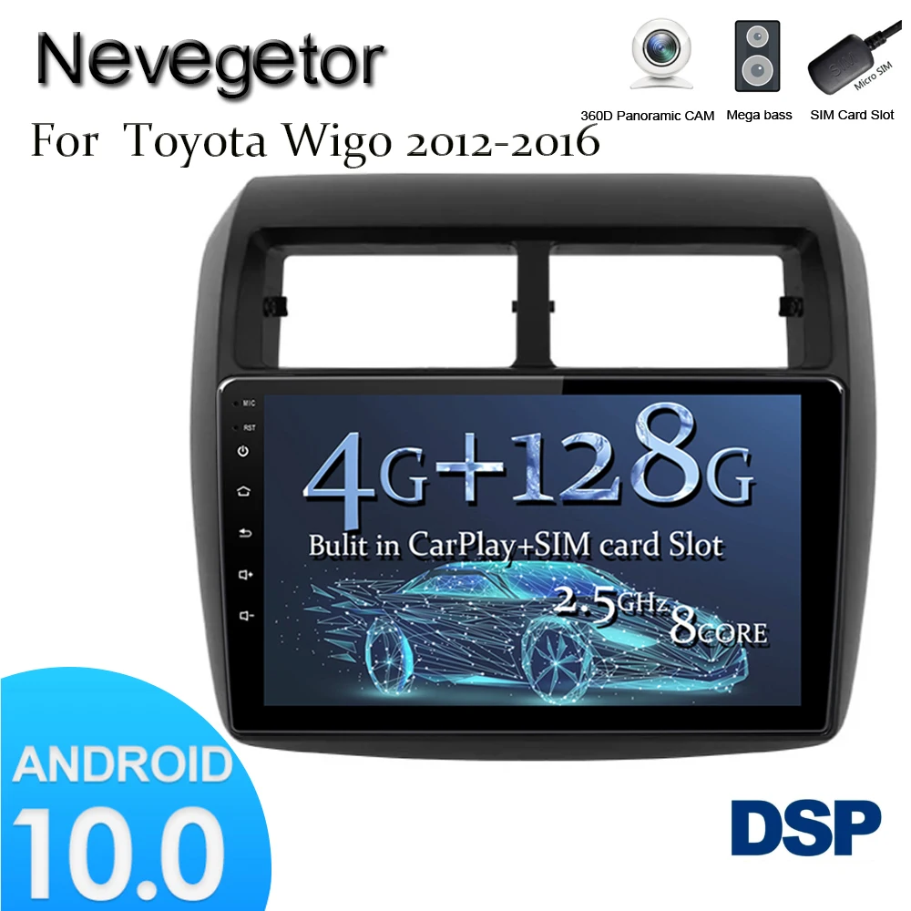 

Автомагнитола для TOYOTA WIGO 2012-2016, Android 10, мультимедийный видеоплеер, GPS-навигация, NO 2 din, DVD, Восьмиядерный, DSP, IPS