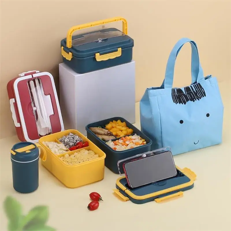 

1000ml Portable Lunch Box Microwave Leak-Proof Independent Lattice Bento Lunch Box School Kids Office Kitchen Food Container