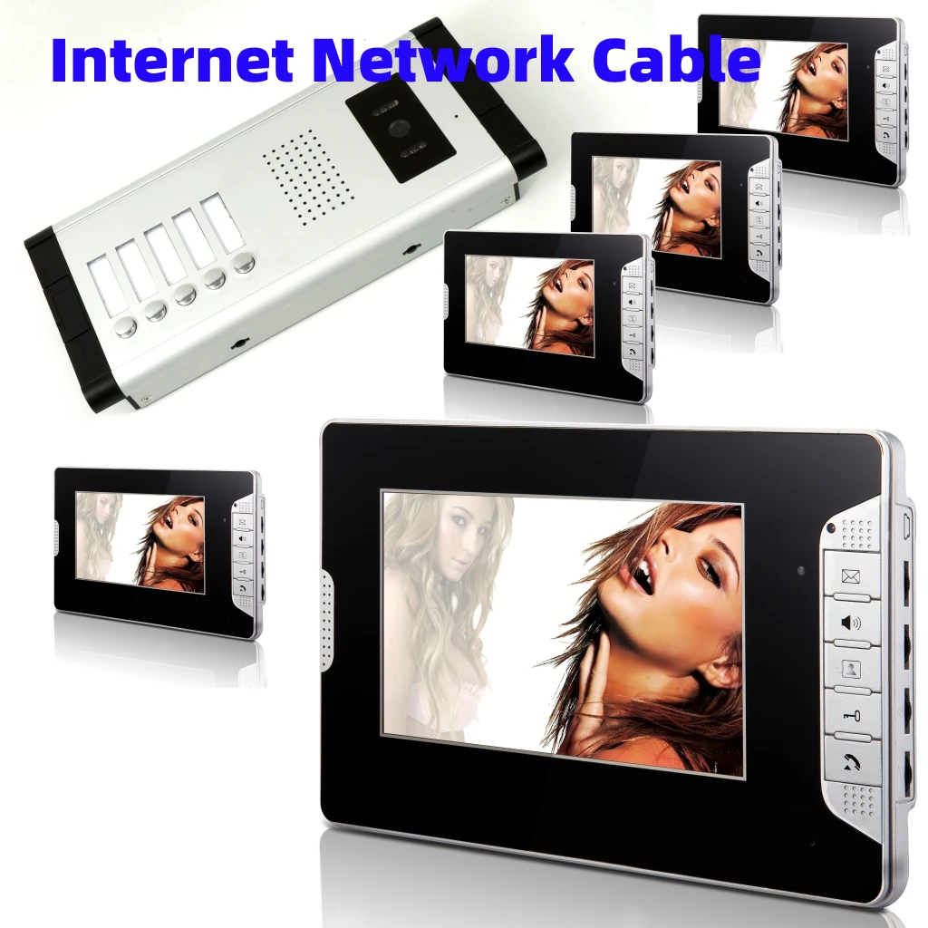 

100 Meter Wired Network Cable Video Intercom 7 Inch Monitor Video Door Phone Doorbell Home Security Access Control Intercom Kit