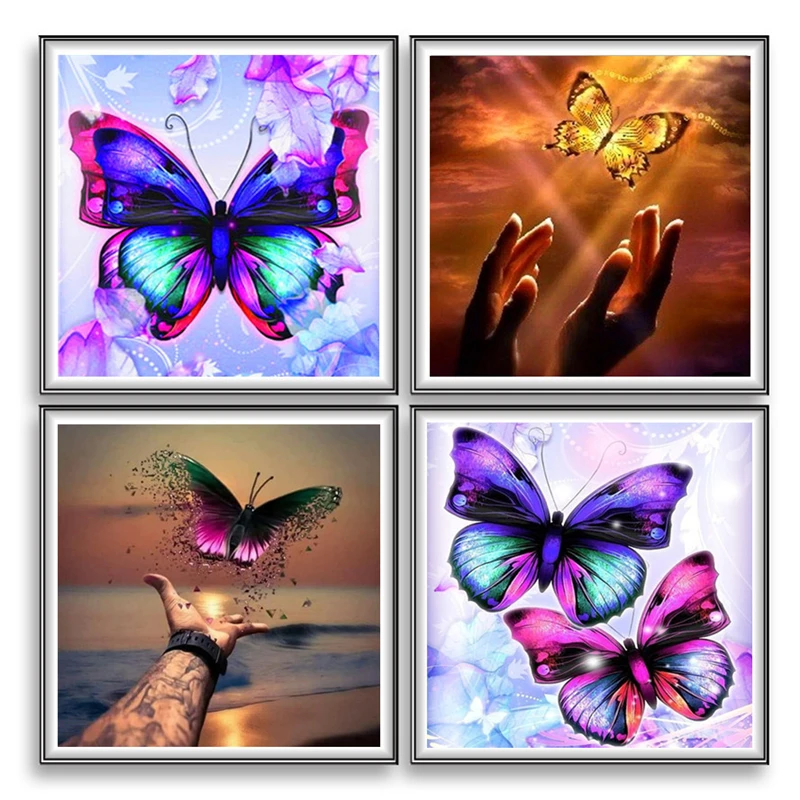 

Алмазная картина, Цветная Мозаика с бабочкой, вышивка крестом, квадратная дрель, круглая дрель, домашнее декоративное изображение, висячая ...