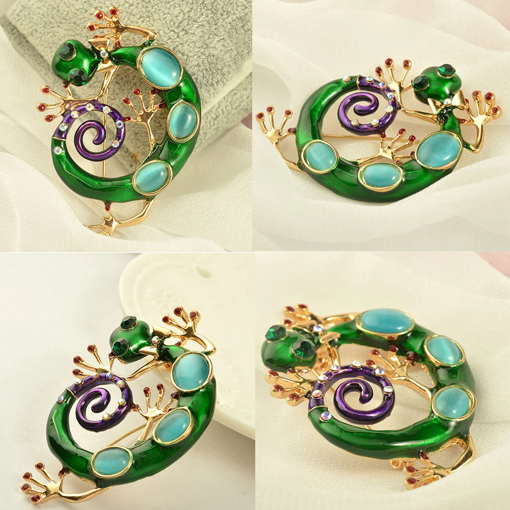Зеленый ящерица Змея Брошь из сплава с эмалью Готический Gecko уникальным