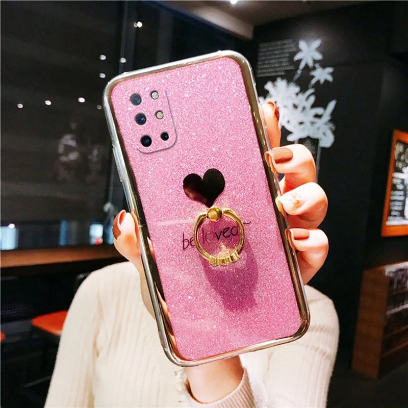lovecom bling glitter ring holder soft cover for one plus 8t phone case for one plus 8 pro n100 nord n10 love heart bumper case free global shipping