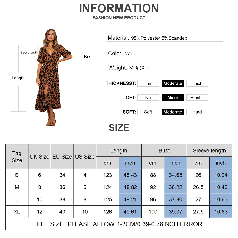 

Leopard Print Women Long Dress Ruffle Short Sleeve Sexy Deep V-neck Female Summer Sundress Holiday Beach Casual Dresses