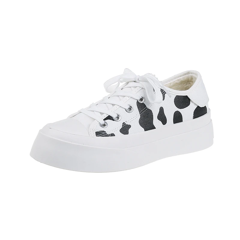 Canvas Women's Shoes 2022 New Fashion Cow Pattern Plus Cotton Sports Casual Shoes Flat Bottom Warm Shoes