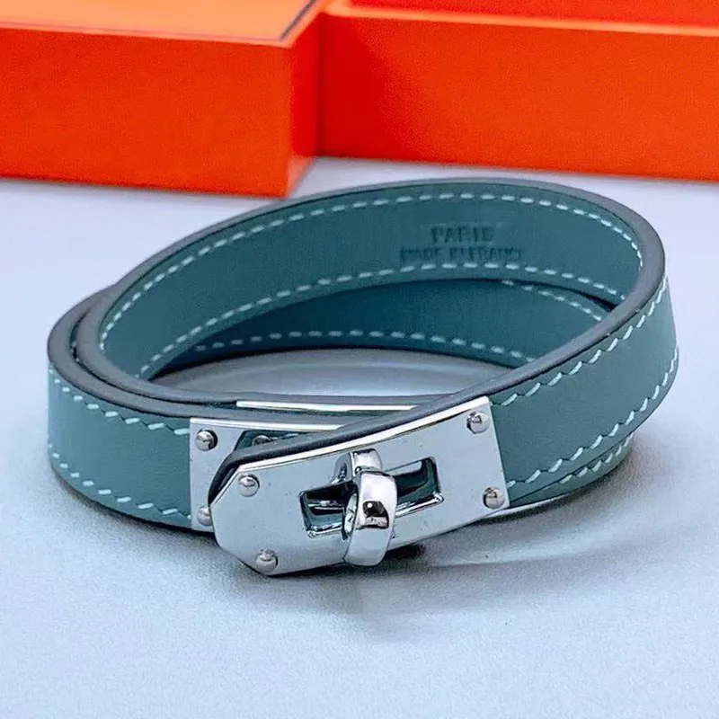 

2020 fashion jewelry double round real leather bracelet for women the best gift free shipping