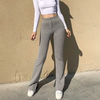 flare pants women high waist casual solid elastic waisted joggers slim streetwear 2021 gothic boot cut trousers outfits