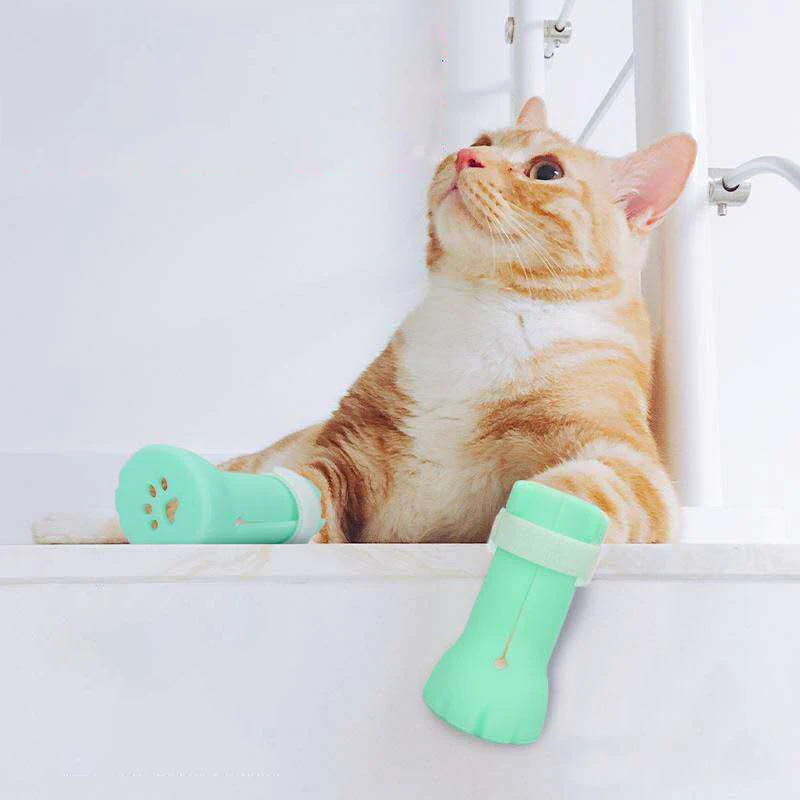 4 шт./лот чехол с кошачьими когтями против укусов мягкие чехлы для мытья кошачьих