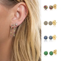 isueva colorful girls gold plated stud earring top quality shining ball crystal women earrings wholesale fashion jewelry