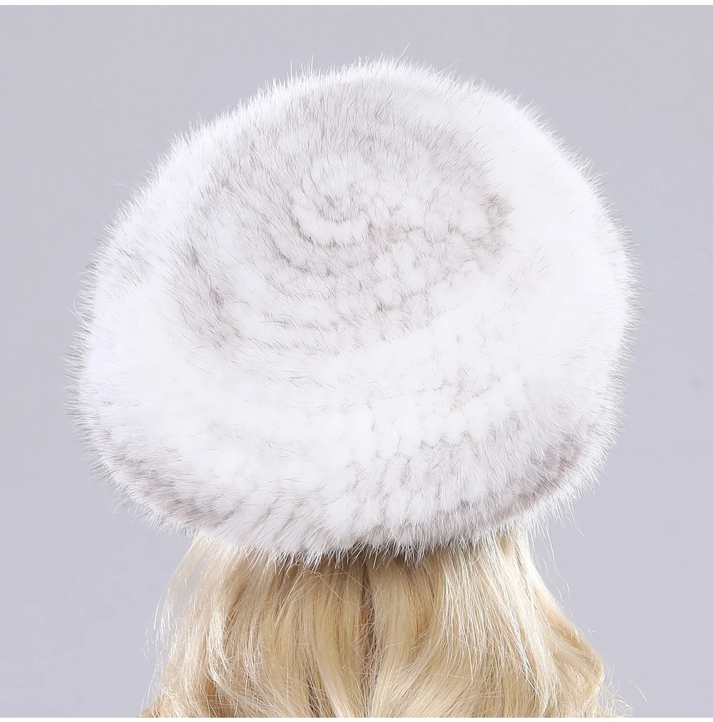 Hot Sale Russia Women Winter Real Mink Fur Berets Hat Hand Knitted Real Natural Mink Fur Cap Lady Luxury Real Mink Fur Hats