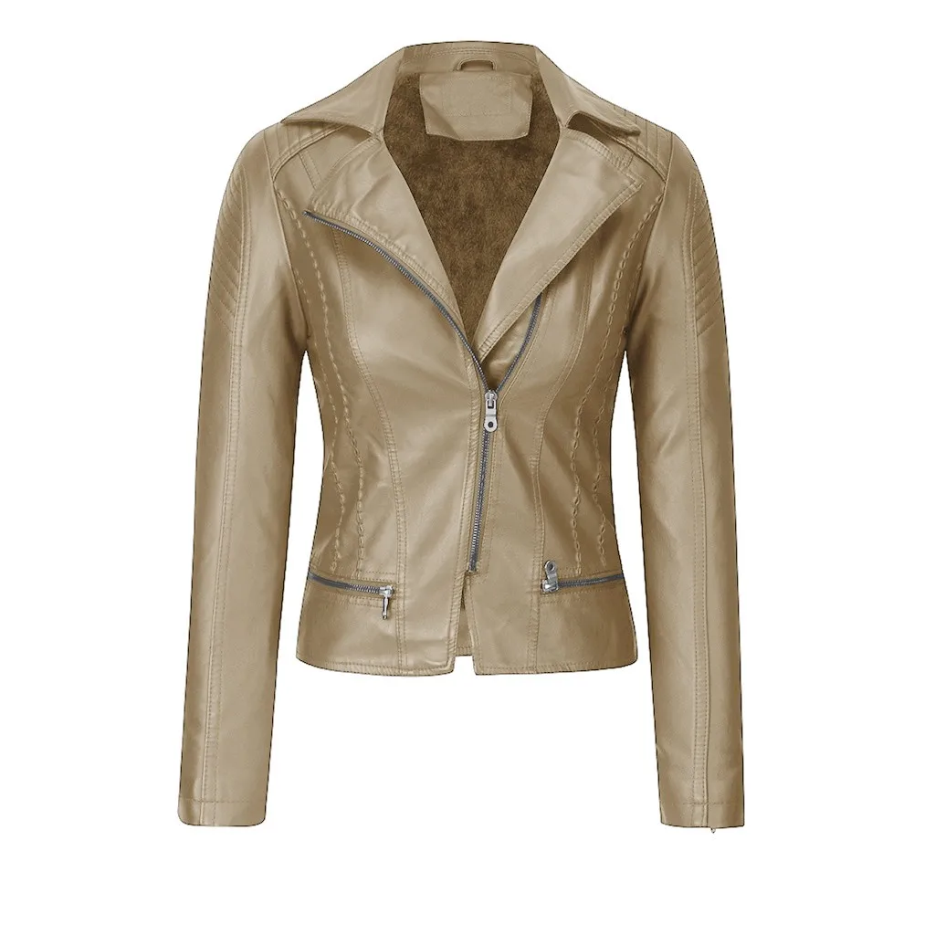 Женская модная куртка повседневное короткое пальто из искусственной кожи на