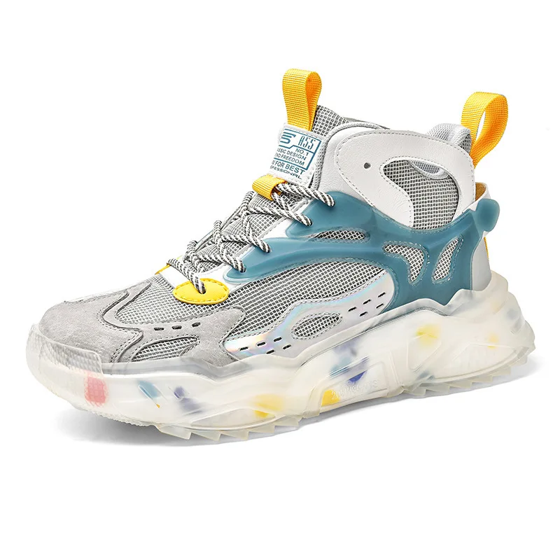 

Spring New High-Top Shoes Men's Autumn and Winter Shoes Air Cushion Sneakers Men's Fashion Shoes Cool Luminous Youth Men's Shoes
