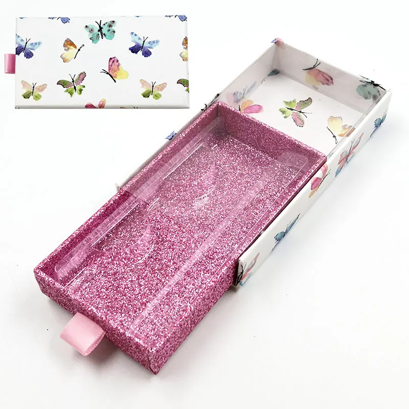 

Wholesale False Eyelash Packaging Drawer Box Lash Boxes Custom Faux Cils Eyelashes Package Colorful Butterfly Cases Supplies