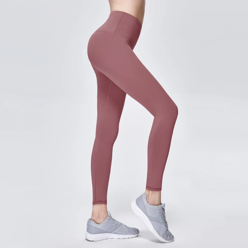 Skin red Штаны для йоги, мягкие, на ощупь, спортивные, для фитнеса, леггинсы для женщин эластичные, высокая талия, для пробежки, тренировок, фитнеса, спортзала, спортивные колготки - Color: Skin red