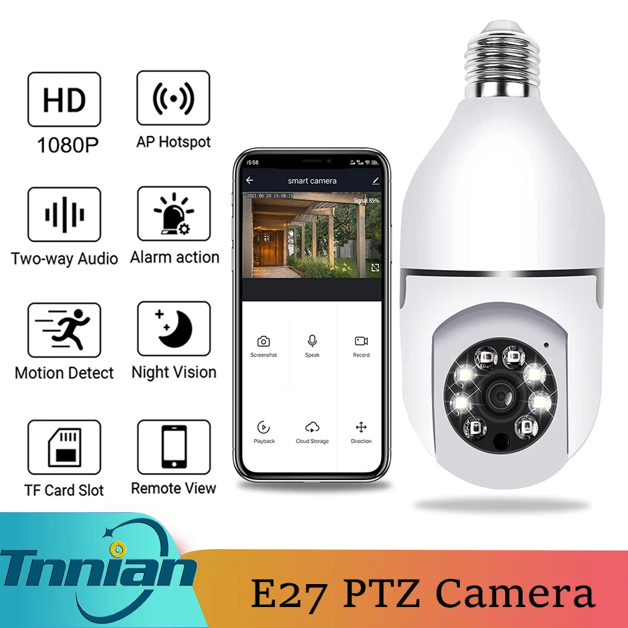 E27 Wireless IP Camera PTZ Smart Surveillance Automatic Tracking Home Mini Baby Monitor Security CCTV | Безопасность и защита