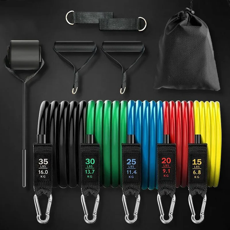 

11-piece set of TPE tensioner home muscle training elastic belt 100/150 lbs fitness elastic rope set fitness equipment