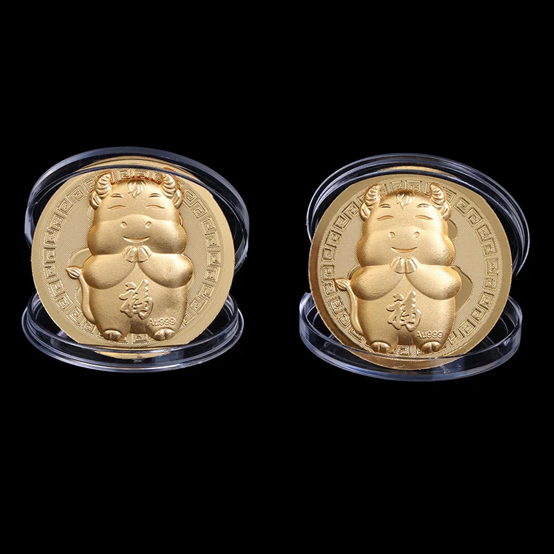 1 шт 2021 год быка памятная монета Китайский Зодиак Сувенир Монета Новогодний