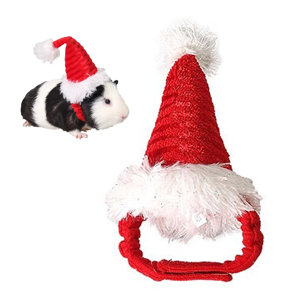 

Christmas Pet Hat Cat Santa Hat Guinea Pig Costume Pet Hair Accessories for Rabbit Hamster Bunny Rats Kitten and Small Animals