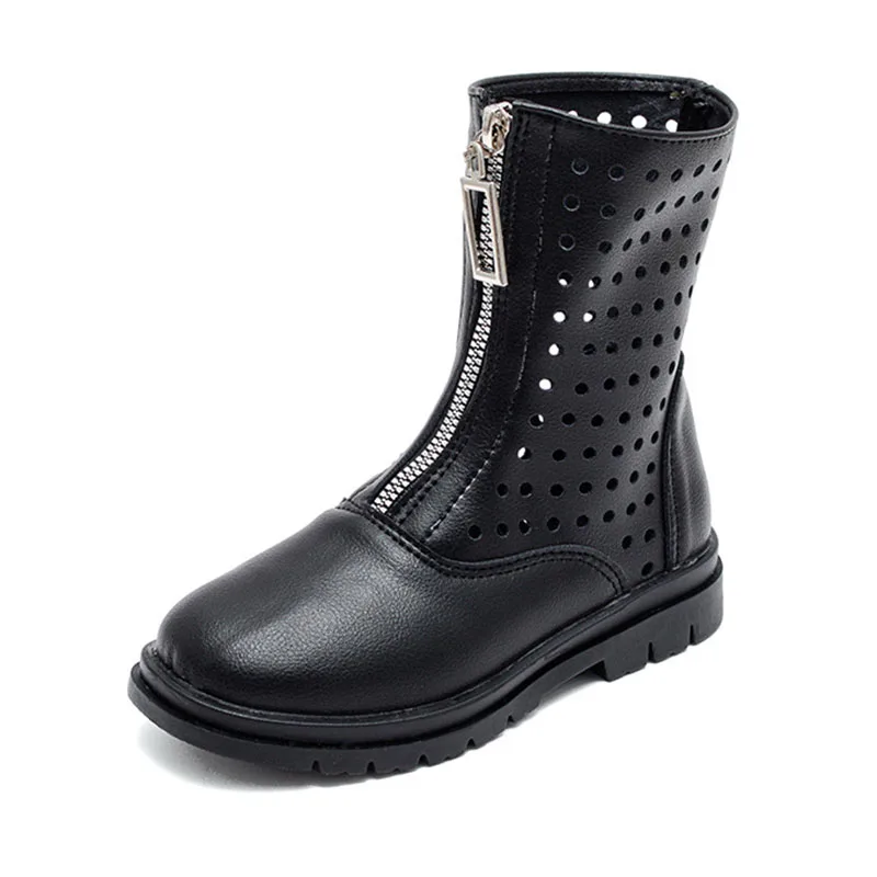 

COZULMA Children Breathable Fashion Boots Kids Girls Autumn Elegant Cut-Outs Mid-Calf Boots High Shoes Size 26-36