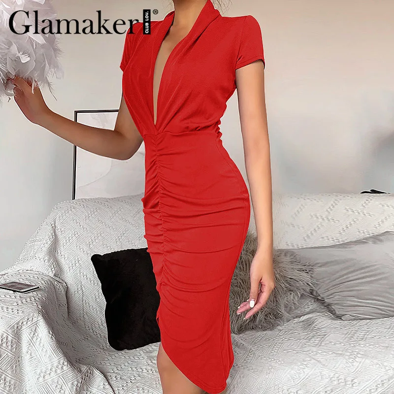 Женское длинное платье в стиле ретро Glamaker летнее с глубоким v образным вырезом