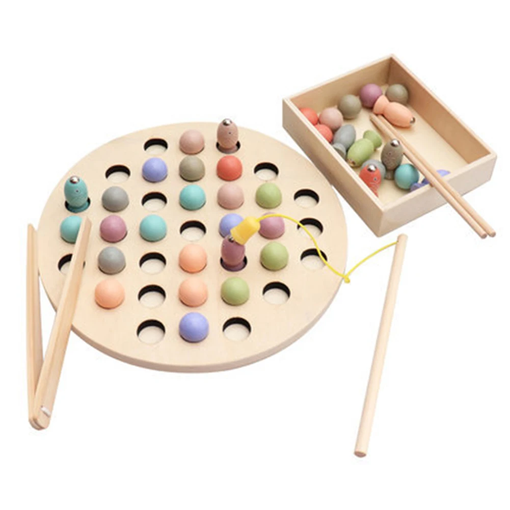 Магнитные рыбки Пазлы деревянные бусины вырезка рыбалка игра Интерактивная