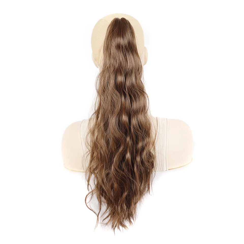 Yihan 22 Inches Claw Clip On Ponytail Hair Extension Long Wavy Synthetic Hairpiece Black Wave for Women | Шиньоны и парики