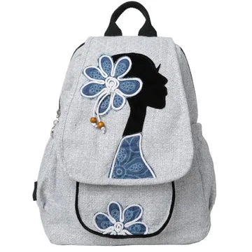

Fashion national string appliques women shopping backpacks!Nice beauty prints lady cover backrack Hot Original canvas backruck
