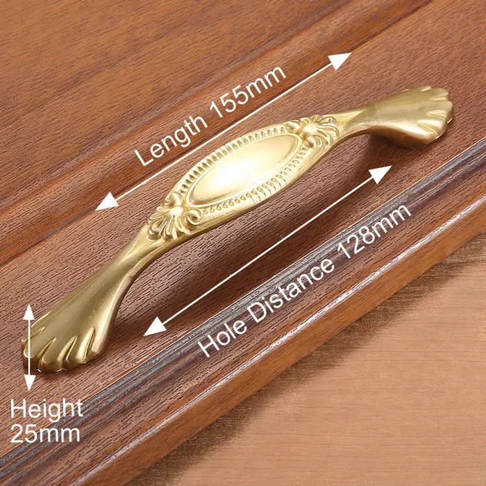 Handle-T1012-128 KAK медные латунные ручки шкафа для двери кухонного шкафа ручки для выдвижных ящиков Европейское винтажное Золотое оборудование для обработки мебели - Цвет: Handle-T1012-128