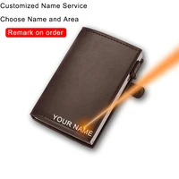 rfid laser engraver card holder slide wallets men personalize fashion gift custom wallet engraved slim leather minimalist wallet