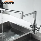 Смеситель для кухни хромированный с двойной ручкой кухонный кран с одной ручкой с одним отверстием поворотный 360 градусов трехходовой кран смеситель для воды XT-249