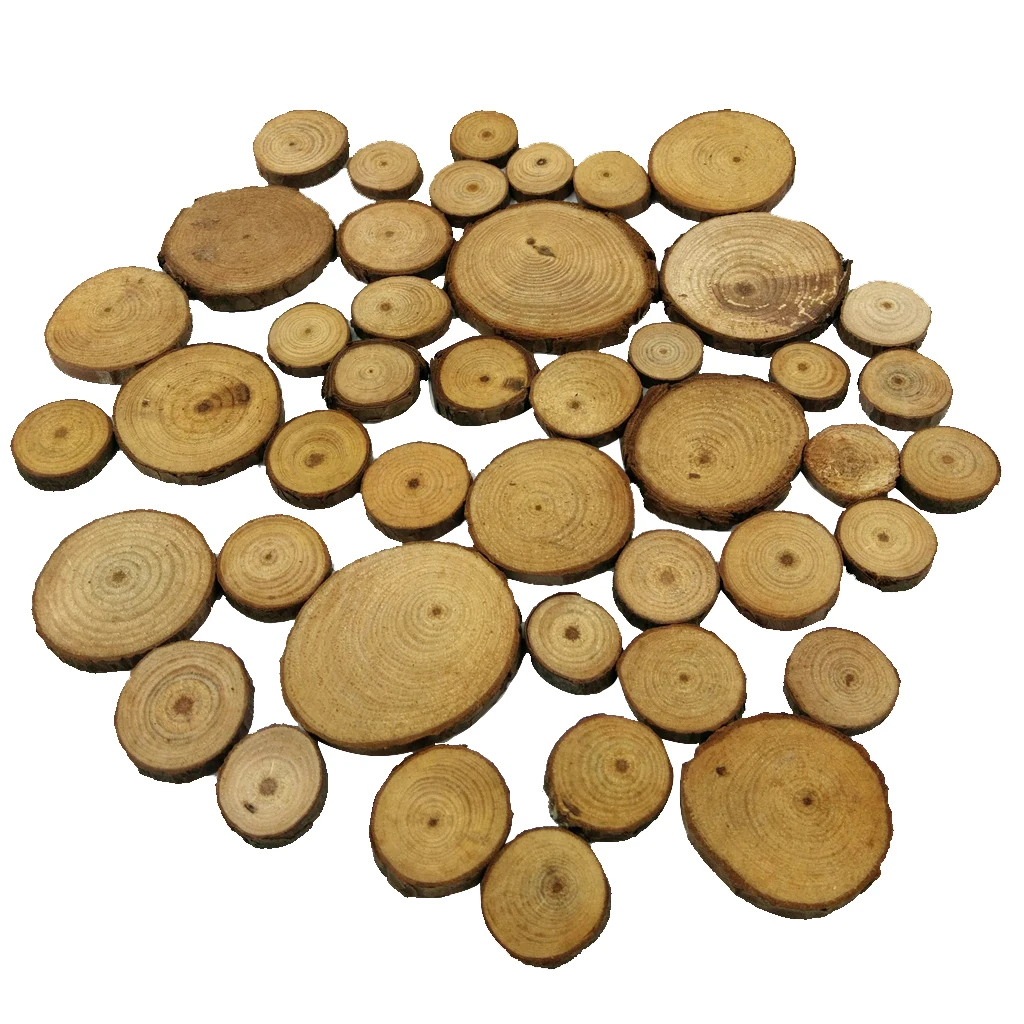50 шт. неокрашенное Дерево из натурального дерева ломтик шикарный свадебный стол